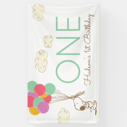 Snoopy en Balloons 1e verjaardag Spandoek (Verticaal)