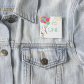 Snoopy en Balloons 1e verjaardag Vierkante Button 5,1 Cm (In situ)