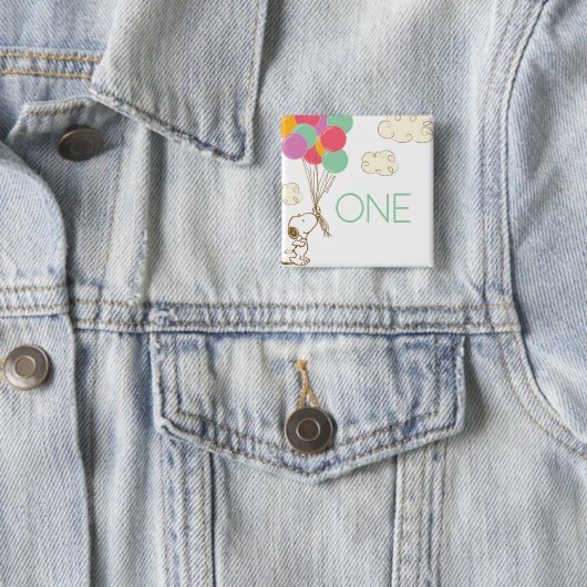 Snoopy en Balloons 1e verjaardag Vierkante Button 5,1 Cm (In situ)