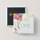 Snoopy en Balloons 1e verjaardag Vierkante Button 5,1 Cm (Voorkant /achterkant)