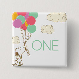Snoopy en Balloons 1e verjaardag Vierkante Button 5,1 Cm