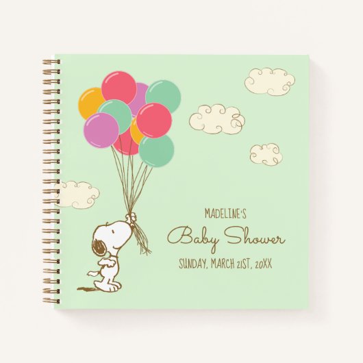 Snoopy en Balloons Baby shower Gast Geschenklijst Notitieboek (Voorkant)