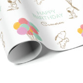 Snoopy en Balloons Birthday Cadeaupapier (Rol Hoek)