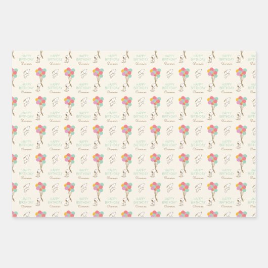 Snoopy en Balloons Birthday Inpakpapier Vel (Voorkant 3)