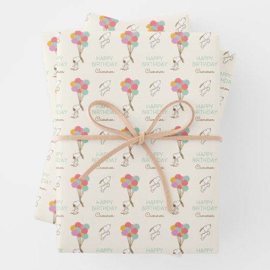 Snoopy en Balloons Birthday Inpakpapier Vel (In situ)