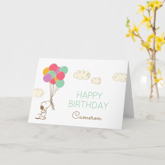 Snoopy en Balloons Birthday Kaart (Gele Bloem)