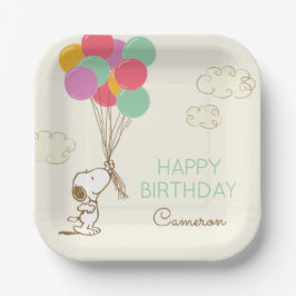 Snoopy en Balloons Birthday Papieren Bordje