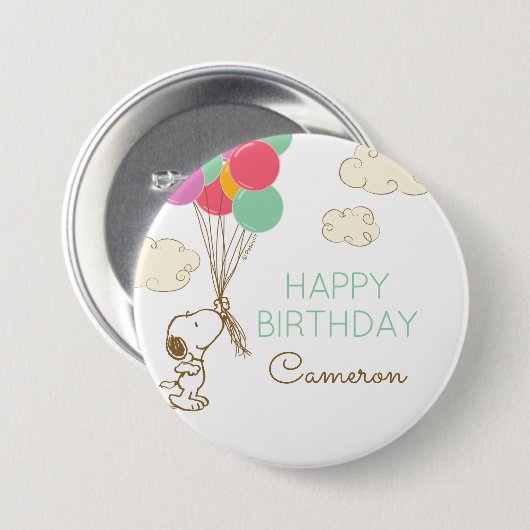 Snoopy en Balloons Birthday Ronde Button 7,6 Cm (Voorkant /achterkant)