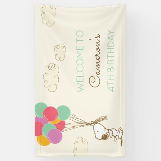 Snoopy en Balloons Birthday Spandoek (Verticaal)