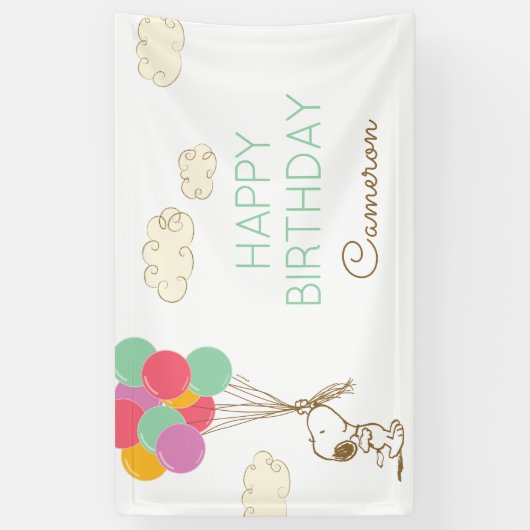 Snoopy en Balloons Birthday Spandoek (Verticaal)