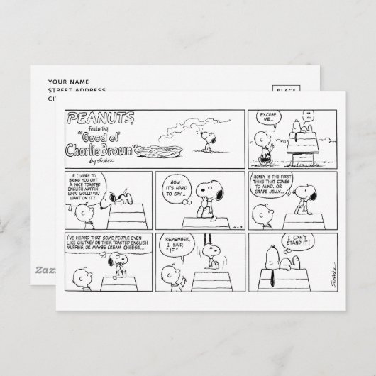 Snoopy en Charlie Brown | Engelse muffin Briefkaart (Voorkant / Achterkant)