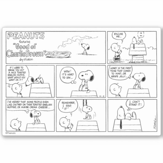 Snoopy en Charlie Brown | Engelse muffin Sticker (Voorkant)