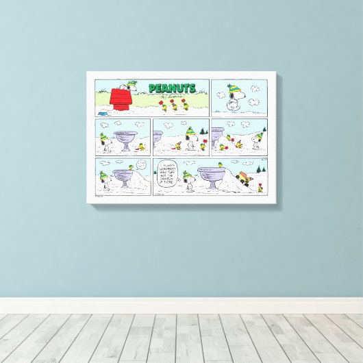Snoopy en de Zamboni bemanning Canvas Afdruk (Insitu (Houten vloer))