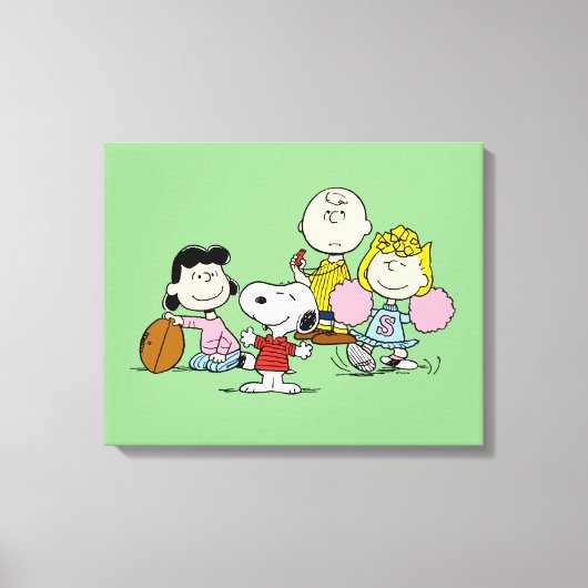 Snoopy en het Football Gang Play Canvas Afdruk (Voorkant)