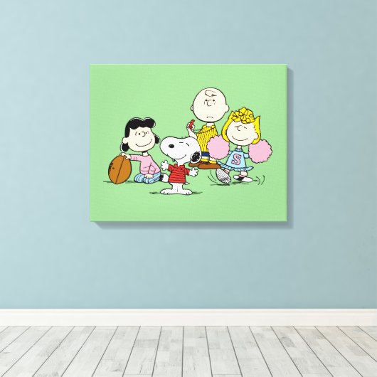 Snoopy en het Football Gang Play Canvas Afdruk (Insitu (Houten vloer))