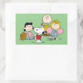 Snoopy en het Football Gang Play Rechthoekige Sticker (Tas)