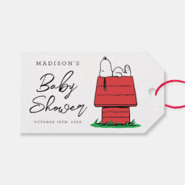Snoopy en Hondenhok Baby Shower Cadeaulabel