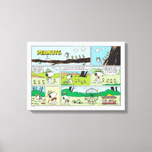 Snoopy en vrienden | Ga kamperen Canvas Afdruk (Voorkant)