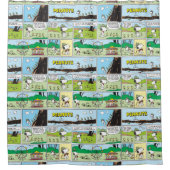 Snoopy en vrienden | Ga kamperen Douchegordijn (Voorkant)