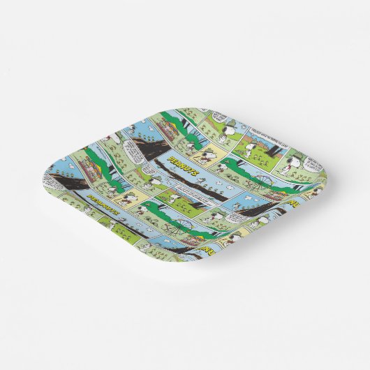 Snoopy en vrienden | Ga kamperen Papieren Bordje (Gebogen)