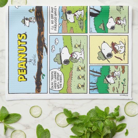 Snoopy en vrienden | Ga kamperen Theedoek (Gevouwen)