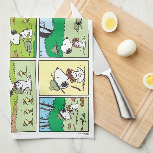 Snoopy en vrienden | Ga kamperen Theedoek (Quarter Fold)