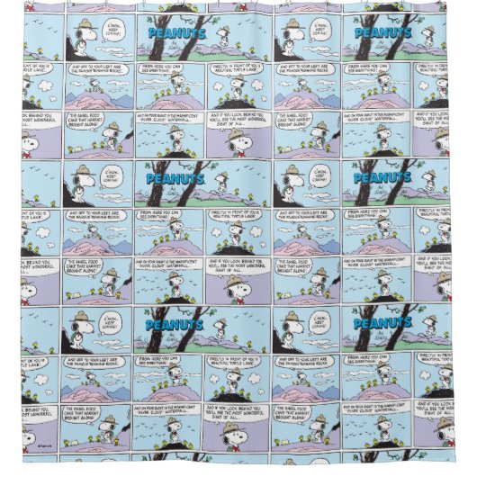 Snoopy en vrienden | Ga wandelen Douchegordijn (Voorkant)