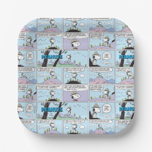 Snoopy en vrienden | Ga wandelen Papieren Bordje (Voorkant)