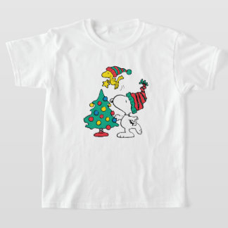 snoopy en woodstock met kerst t-shirt