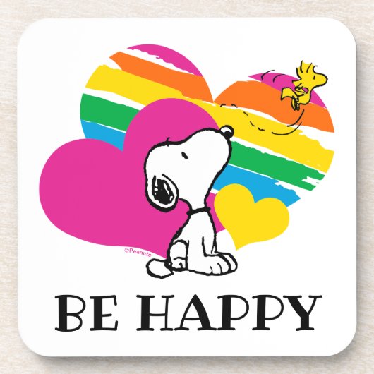 Snoopy en Woodstock | Rainboogharten Bier Onderzetter (Voorkant)
