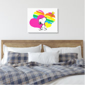 Snoopy en Woodstock | Rainboogharten Canvas Afdruk (Insitu (Slaapkamer))