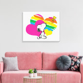 Snoopy en Woodstock | Rainboogharten Canvas Afdruk (Insitu (Woonkamer))