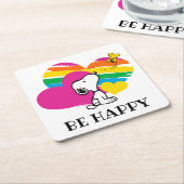 Snoopy en Woodstock | Rainboogharten Kartonnen Onderzetters (Schuin)