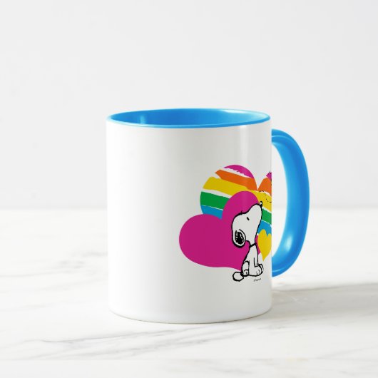 Snoopy en Woodstock | Rainboogharten Mok (Voorkant rechts)