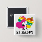 Snoopy en Woodstock | Rainboogharten Vierkante Button 5,1 Cm (Voorkant /achterkant)