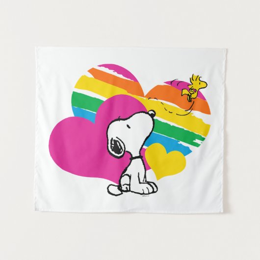 Snoopy en Woodstock | Rainboogharten Wandkleed (Voorkant (horizontaal))