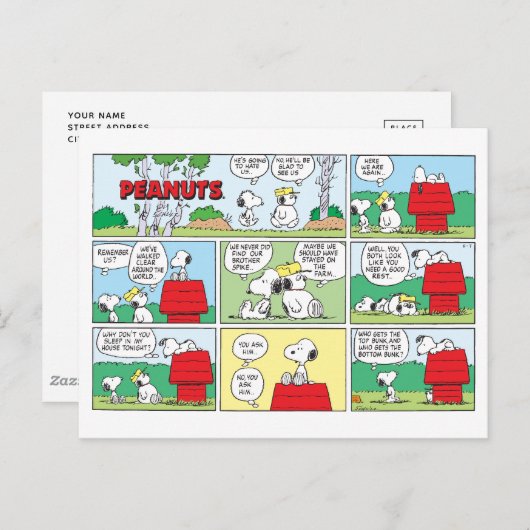 Snoopy en zijn broers Andy en Olaf Briefkaart (Voorkant / Achterkant)