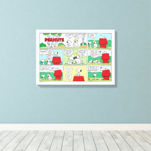 Snoopy en zijn broers Andy en Olaf Canvas Afdruk (Insitu (Houten vloer))