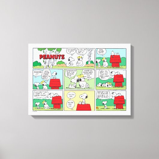 Snoopy en zijn broers Andy en Olaf Canvas Afdruk (Voorkant)