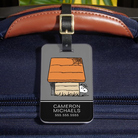 Snoopy Halloween Spin Web Doghouse Bagagelabel (Voorkant Insitu 2)