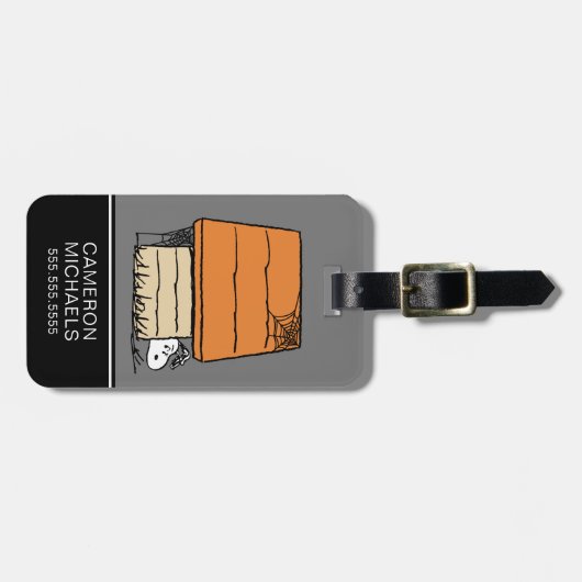 Snoopy Halloween Spin Web Doghouse Bagagelabel (Voorkant horizontaal)