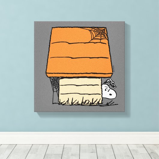 Snoopy Halloween Spin Web Doghouse Canvas Afdruk (Insitu (Houten vloer))