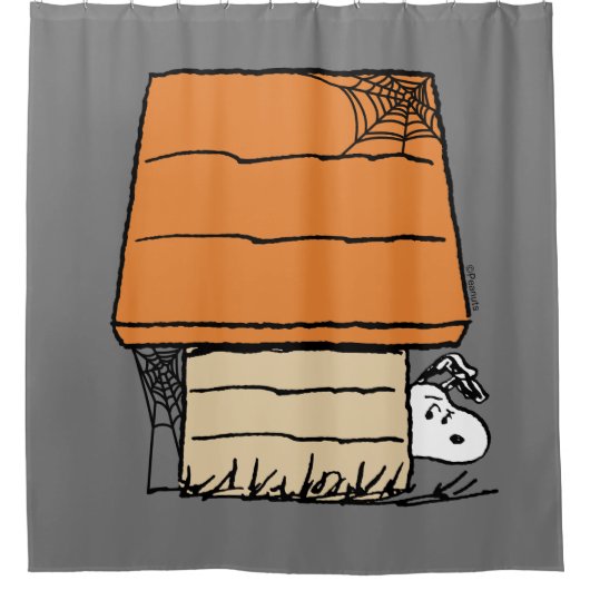 Snoopy Halloween Spin Web Doghouse Douchegordijn (Voorkant)