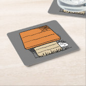 Snoopy Halloween Spin Web Doghouse Kartonnen Onderzetters (Schuin)