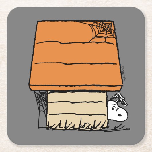 Snoopy Halloween Spin Web Doghouse Kartonnen Onderzetters (Voorkant)