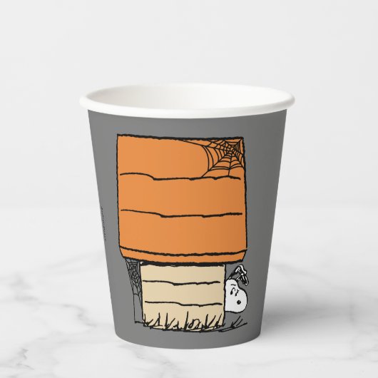 Snoopy Halloween Spin Web Doghouse Papieren Bekers (Voorkant)