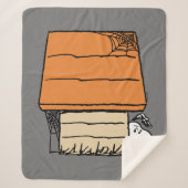 Snoopy Halloween Spin Web Doghouse Sherpa Deken (Voorkant)