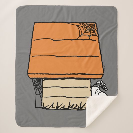 Snoopy Halloween Spin Web Doghouse Sherpa Deken (Voorkant)
