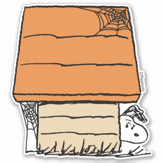 Snoopy Halloween Spin Web Doghouse Sticker (Voorkant)