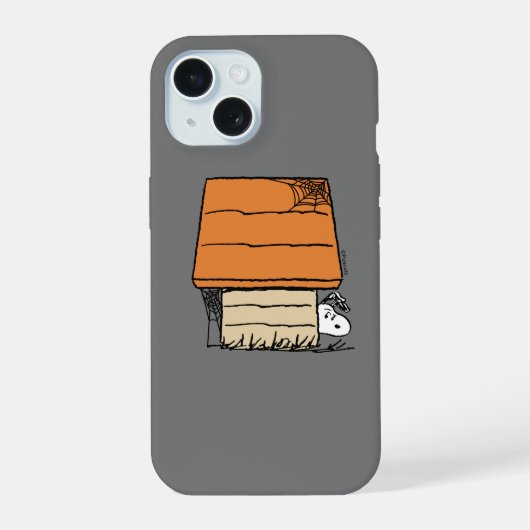 Snoopy Halloween Spinnenweb Hondenhok iPhone 15 Case (Achterkant)